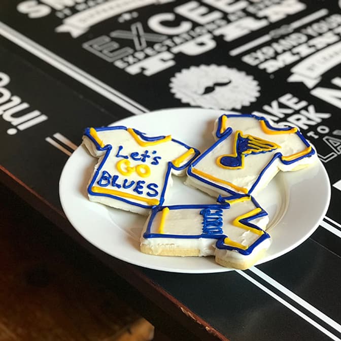 Integrity Web Consulting employee appreciation St Louis Blues decorated cookies