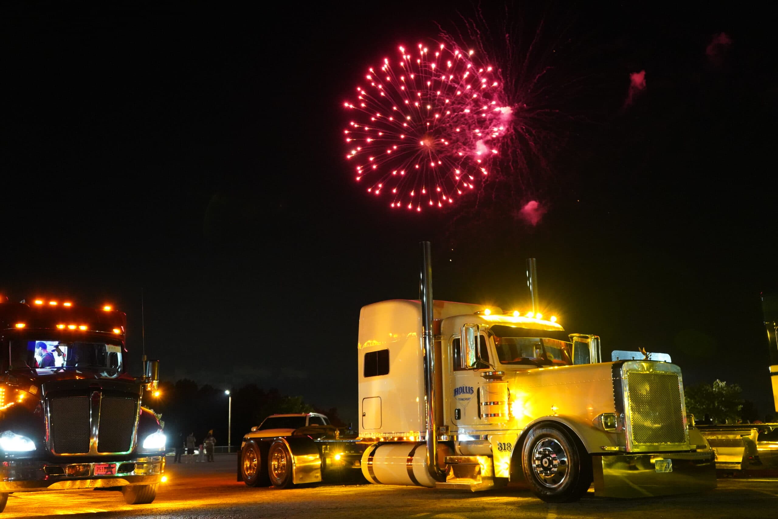 Integrity event marketing image of a truck with fireworks